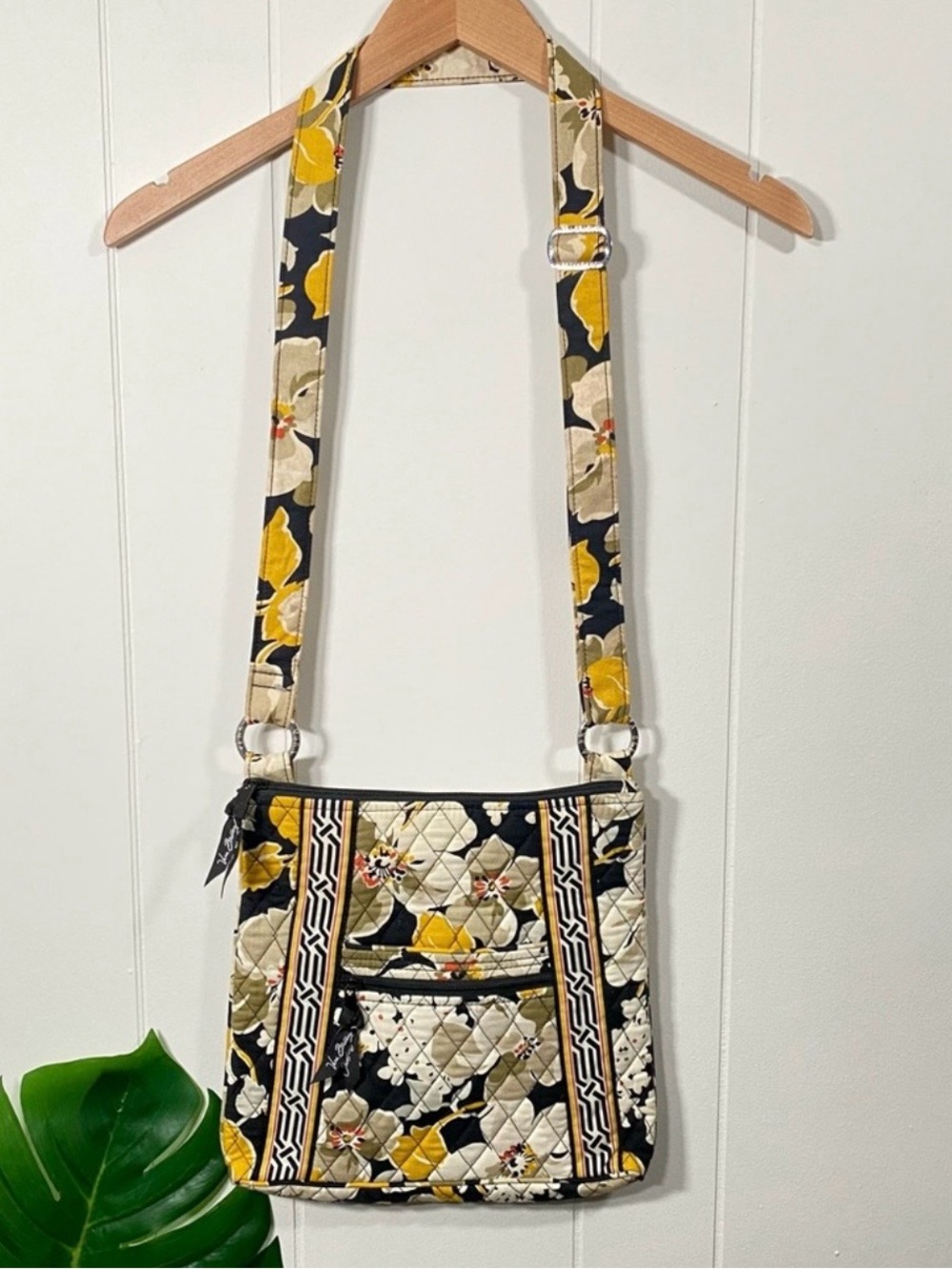 Vera Bradley Hipster Crossbody Purse in Dogwood Floral Print Yellow